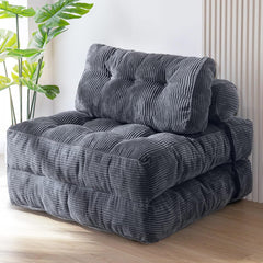 Folding Sofa Bed - Convertible Sleeper Chair with Pillow, Foldable Mattress & Back Support, Portable Fold-Out Floor Sofa Lounge for Living Room & Bedroom, Dark Grey, Single Size