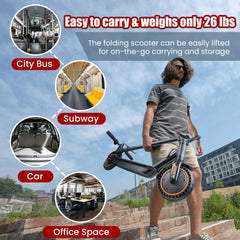 Electric Scooter for Adults, 500W Motor, Max 17-20 Mph Speed, 19 Miles Long Range, 8.5 Inch Solid Tires, Portable Folding E-Scooter for Commuting with Dual Brakes, APP Control & Front & Rear Lights