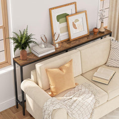 Skinny Console Table, Narrow Sofa Table, Long Behind Couch Table, Slim Entryway Table for Hallway, Living Room, Rustic Brown, Industrial Side Table, Easy to Assemble (180cm)
