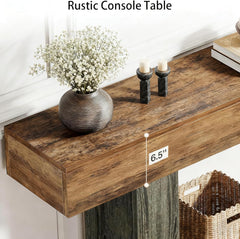 160cm Farmhouse Console Table: Two-Tier Entryway Piece with a U-Shaped Base, Narrow Wooden Sofa Table for Behind Couches, Plus Living Rooms, Hallways & Foyers (charcoal-160)