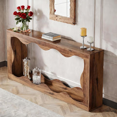 160cm Farmhouse Console Table with Storage, Couch Behind Sofa Table, Long Entryway Sofa Console, Narrow Hallway Stand for Living Room & Entryway