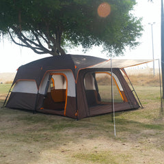 KTT Extra Large Tent 10-12 Person(B),Family Cabin Tents,2 Rooms,Straight Wall,3 Doors and 3 Window with Mesh,Waterproof,Double Layer,Big Tent for Outdoor,Picnic,Camping,Family Gathering.