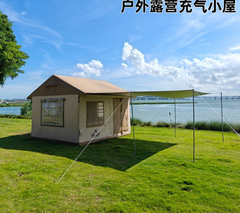 Camping Tent, Inflatable Tent, Portable and Waterproof, 5 Large Mesh Windows, Easy Up, Ventilation, Open Skylight, Outdoor Tents for 4-8 Person, for Family Hiking, Camping, Instant Tents（Khaki, Big）