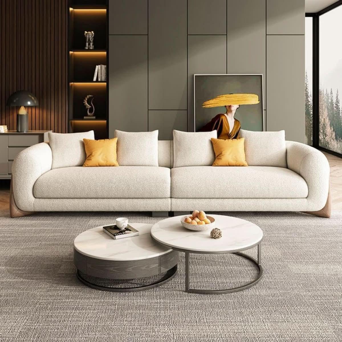 Fleece Fabric Overstuffed Multifunction Classics Sofa Set Wood Furniture for Home - Nimall