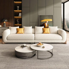 Fleece Fabric Overstuffed Multifunction Classics Sofa Set Wood Furniture for Home - Nimall