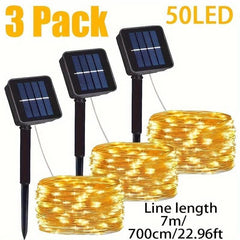 مجموعة من 3 مصابيح LED بيضاء دافئة تعمل بالطاقة الشمسية للأماكن الخارجية، 50%