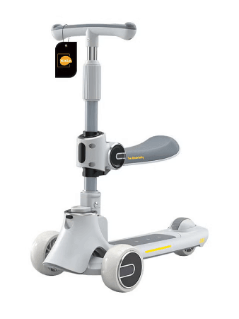 Three In one Children's Scooter Led Light Flashing Wheel Adjustable Height Foldable Scooter Removable Seat Blue LK002 - Nimall