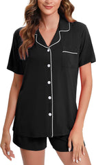Short Sleeve Soft Button Pajama Set AL136
