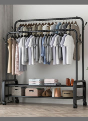 Black metal clothes hanger with wheels 110x55x150 cm,  NH012  AL170 - Nimall